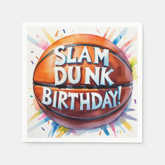 Servilleta De Papel Baloncesto Cumpleaños Tema Slam Dunk (Anverso)