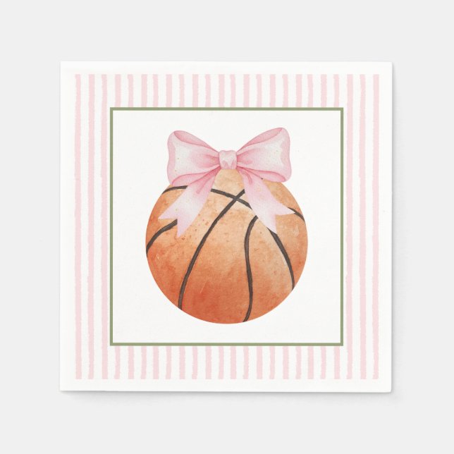 Servilleta De Papel Baloncesto de franja rosa  (Anverso)