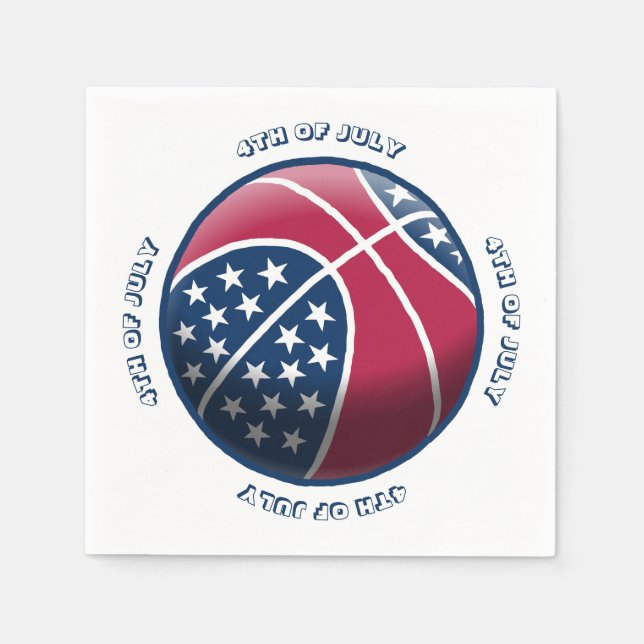 Servilleta De Papel Baloncesto del 4 de Julio (Anverso)