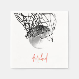 Servilleta De Papel Baloncesto en blanco y negro - Nacionar tu nombre