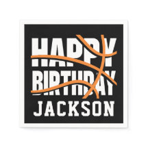 Baloncesto Naranja Negro Cumpleaños Feliz Fiesta