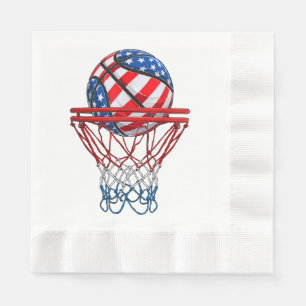 Servilleta De Papel Baloncesto Patriótico Americano Bandera de EE. UU.