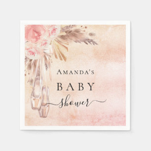 Servilleta De Papel Baloncesto rosa rosa de pasto de Baby Shower pampa