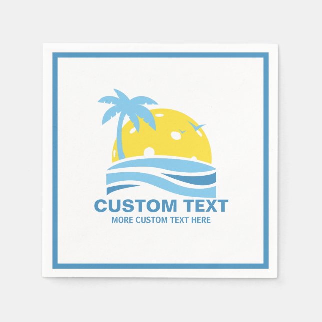 Servilleta De Papel Baloncesto Sun Palm Trees Personalizado Fiesta de  (Anverso)