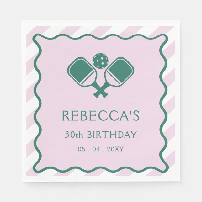 Servilleta De Papel Baloncesto verde rosa retro 30 cumpleaños (Anverso)