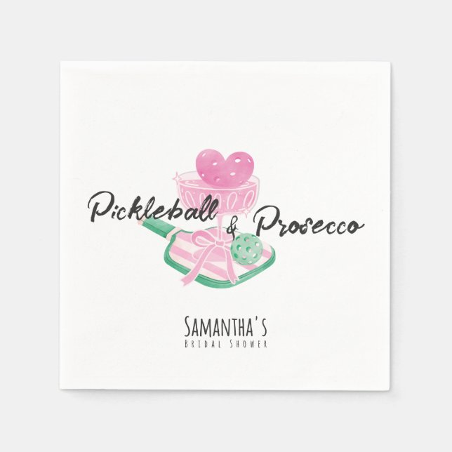 Servilleta De Papel Baloncesto y Prosecco Parejas Retro Ducha de Novia (Anverso)