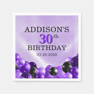 Servilleta De Papel Balones Cumpleaños Morado