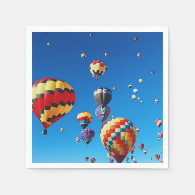 Servilleta De Papel Balones de aire caliente cielo azul (Anverso)