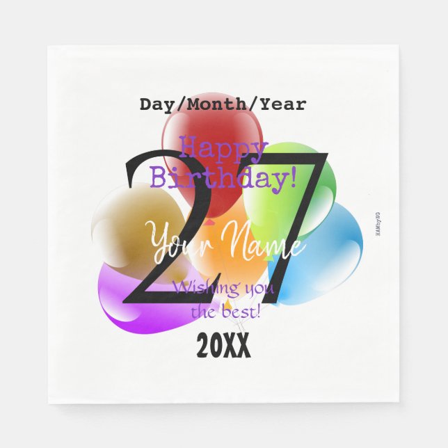 Servilleta De Papel Baluartes Napkins Personalizado de Papel de Cumple (Anverso)