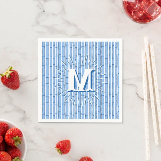 Servilleta De Papel Bambooey Franja de Bambú en Azul Personalizado (In situ)