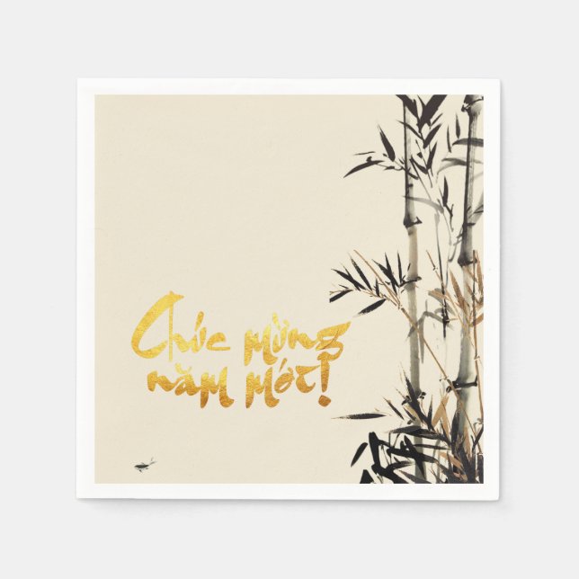 Servilleta De Papel Bambú pesca Año Nuevo Lunar Vietnamita PN (Anverso)