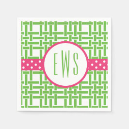 Servilleta De Papel Bambú y Grosgrain Monogramed Fiesta Napkins