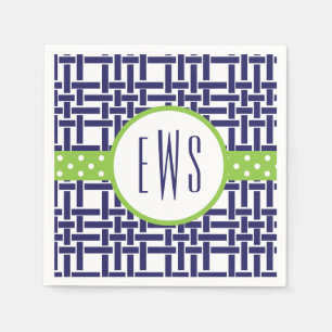 Servilleta De Papel Bambú y Grosgrain Monogramed Fiesta Napkins