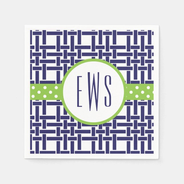Servilleta De Papel Bambú y Grosgrain Monogramed Fiesta Napkins (Anverso)