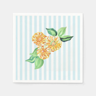 Servilleta De Papel Banda azul de flores amarillas