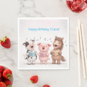 Servilleta De Papel Banda de Animales de Granja Cumpleaños
