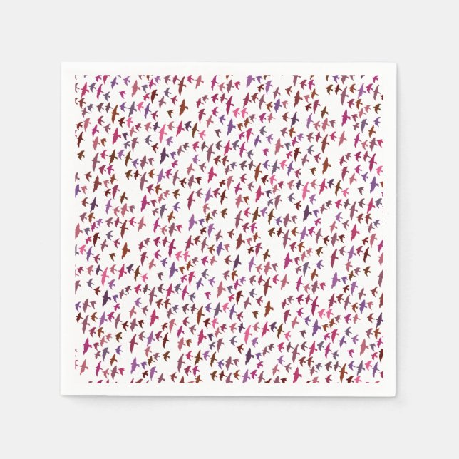 Servilleta De Papel Banda de aves en rosa y púrpura (Anverso)