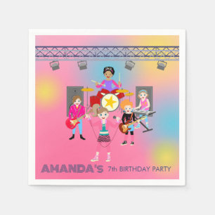 Servilleta De Papel Banda de chicas de música retro Birthday Party