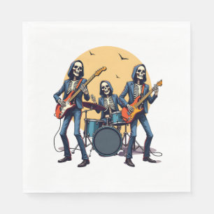 Servilleta De Papel Banda de Rock Esqueleto - Camiseta Divertida de Ha