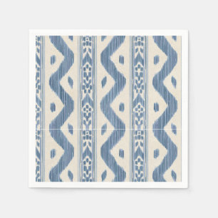 Servilleta De Papel Banda Ikat Azul sobre Crema, Barra Costera