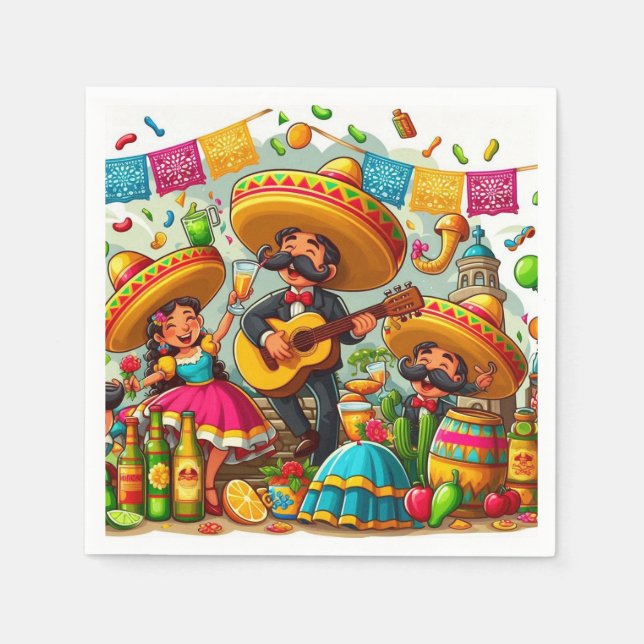 Servilleta De Papel Banda Mariachi de México (Anverso)