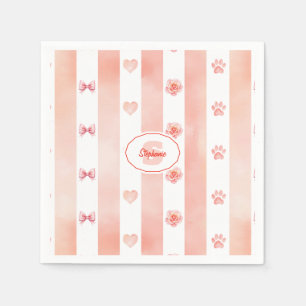 Servilleta De Papel Banda rosa y blanca - Corazón, Rosa, Papas