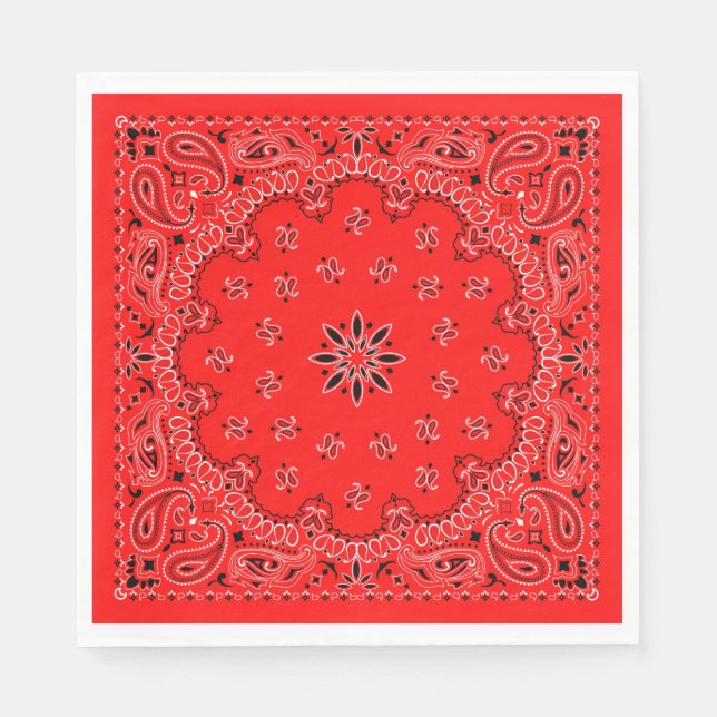 Servilleta De Papel Bandana de vaquero rojo y blanco (Anverso)