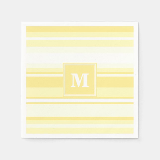 Servilleta De Papel Bandas amarillas de limón monogramo (Anverso)