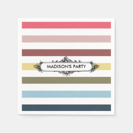 Servilleta De Papel Bandas Arcoiris de Moda moderna con nombre Fiesta