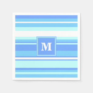 Servilleta De Papel Bandas azules del cielo monogramo