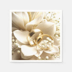 Servilleta De Papel Bandas de Boda de oro en una flor de Magnolia