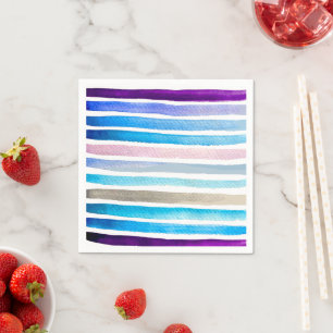 Servilleta De Papel Bandas de color azul pintadas a mano