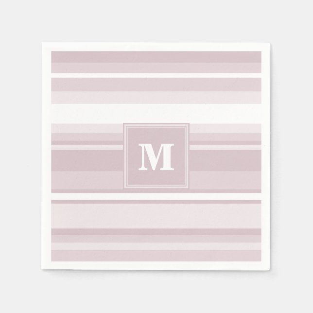 Servilleta De Papel Bandas de cuarzo rosa monograma (Anverso)