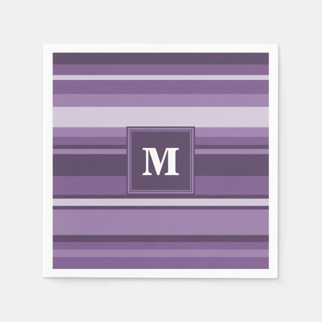 Servilleta De Papel Bandas de lavanda monogramo (Anverso)
