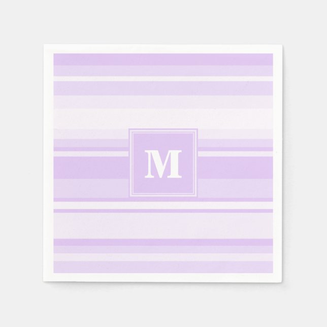 Servilleta De Papel Bandas de lilac monogramo (Anverso)