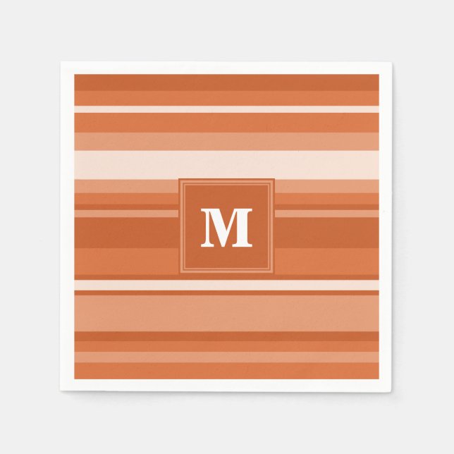 Servilleta De Papel Bandas de naranja monogramo (Anverso)