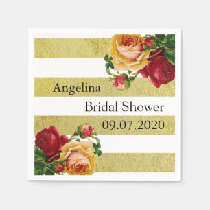 Servilleta De Papel Bandas de oro Estilo Vintage Floral Personalizado 