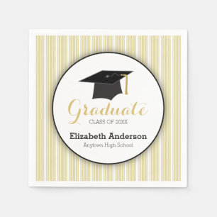 Servilleta De Papel Bandas de oro y graduación personalizada Gorra