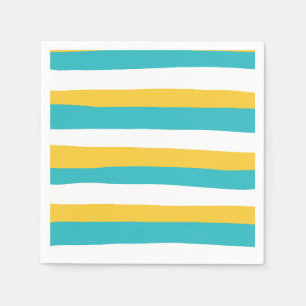 Servilleta De Papel Bandas desiguales - turquesa y amarilla