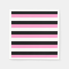 Servilleta De Papel Bandas negras, blancas y rosas