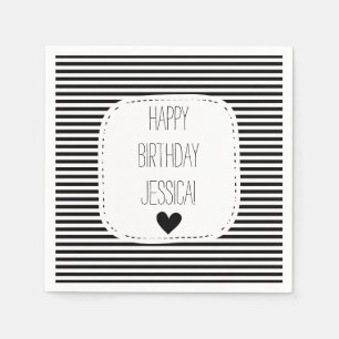 Servilleta De Papel Bandas negras y blancas