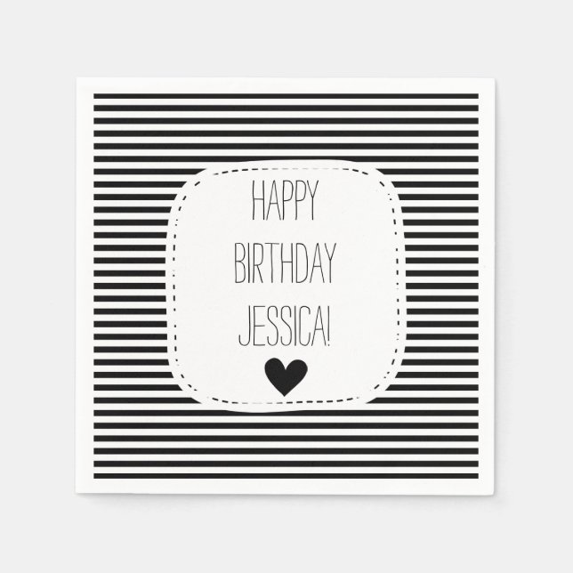 Servilleta De Papel Bandas negras y blancas (Anverso)