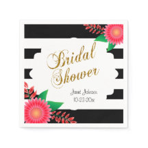 Bandas negras y blancas, oro | Ducha de novia rosa