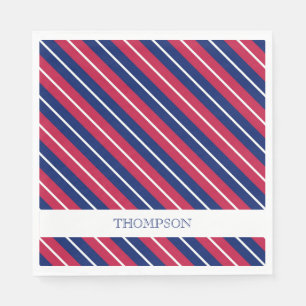 Servilleta De Papel Bandas Patrióticas Rojo Azul Blanco Clásico