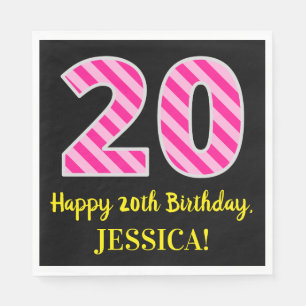 Servilleta De Papel Bandas rosadas divertidas "20"; Feliz cumpleaños