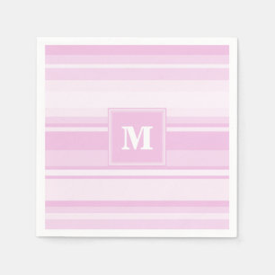 Servilleta De Papel Bandas rosadas para bebés monogramo