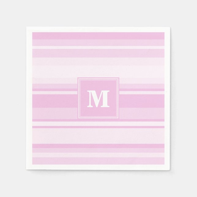 Servilleta De Papel Bandas rosadas para bebés monogramo (Anverso)