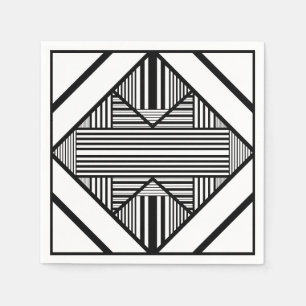 Servilleta De Papel Bandas triangulares 2 en blanco y negro