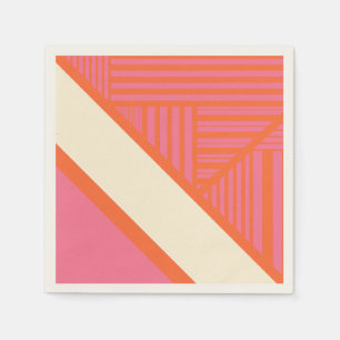 Servilleta De Papel Bandas triangulares en rosa, Naranja y crema