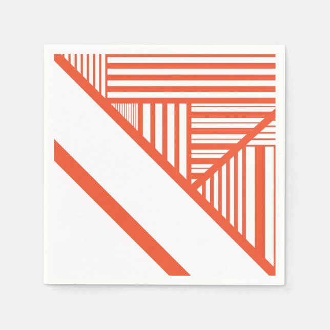 Servilleta De Papel Bandas triangulares - Naranja y blanco (Anverso)